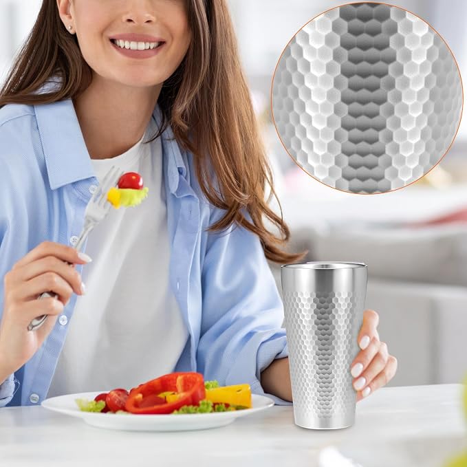 QWORK Stainless Steel Insulated Tumblers, 19 oz 4 Pack Stackable Water Tumblers - Image 6