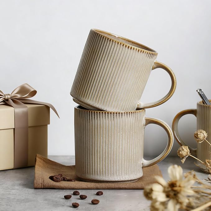 MONITO 16Oz Coffee Mugs Set of 4, Rustic Ceramic Coffee Cups Set - Image 9