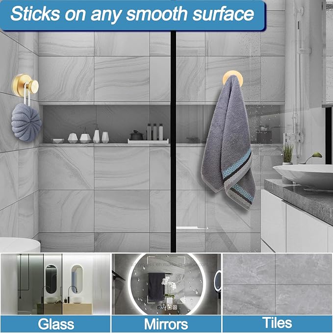 Vacuum Suction Cup Hooks for Shower, Shower Hooks for Inside Shower Glass Window - Image 2
