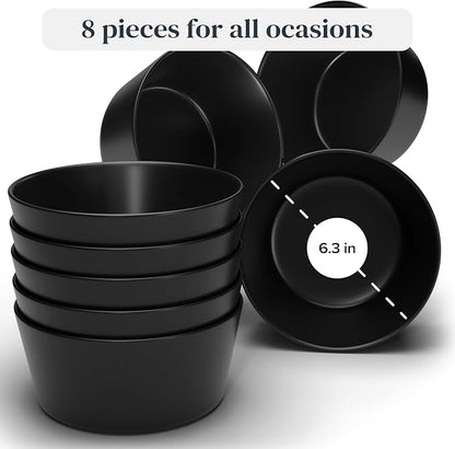 PURE LIVING INTERIOR DESIGN Stoneware Cereal Bowls Set of 8, Stylish and Durable - Image 3