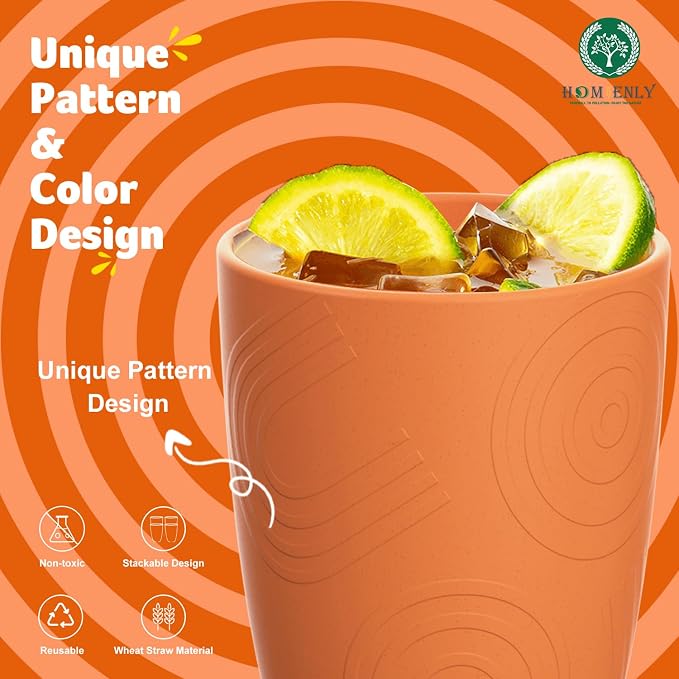 Homienly 8-Pack Plastic Cups Alternative, Reusable Drinking Cup Set 12 OZ - Image 4