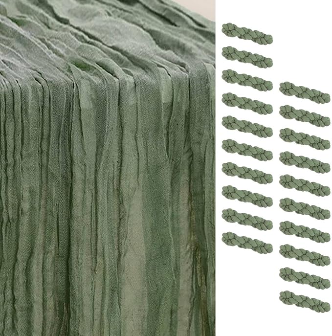 20 Pack Sage Green Cheesecloth Table Runner 35x120 Inch 10Ft Rustic Gauze by SuBleer