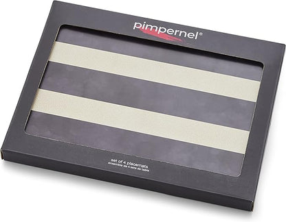 Pimpernel Mono Stripe Placemats, Set of 4 – (15.7" x 11.7") Decorative Dining Mats, Rectangular Cork-Backed Boards with Lacquer Finish, Heat & Stain Resistant Protective Tableware