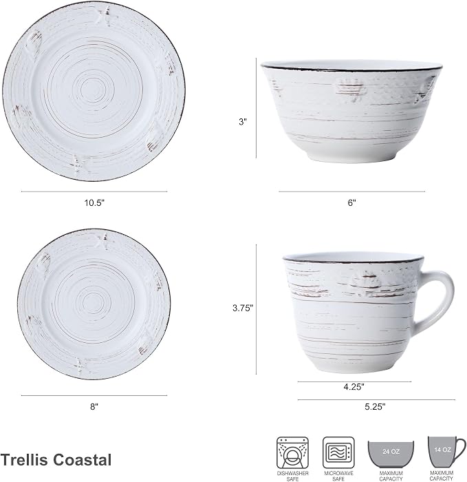 Pfaltzgraff Trellis Coastal 16-Piece Dinnerware Set, Service - Image 4