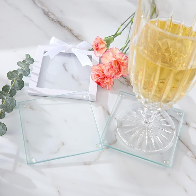 Kate Aspen Clear Glass Drink Coasters Set of 48 - Image 5