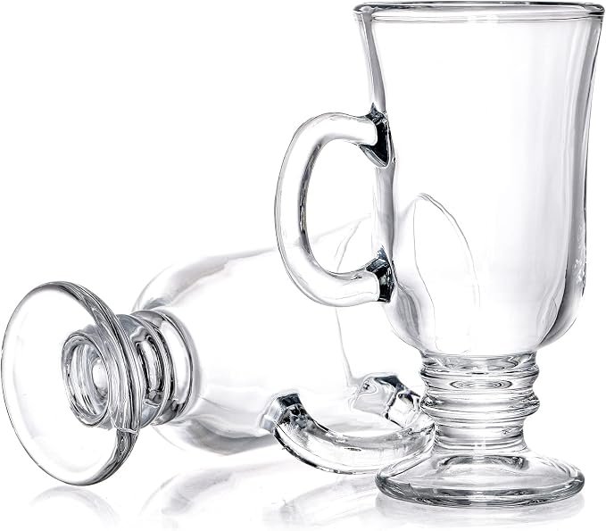 ZENFUN Set of 6 Irish Coffee Mugs, 8 Oz Glass Footed Espresso Cups - Image 3