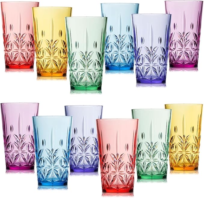 Bravario Royal Plastic Drinking Tumbler, Dishwasher-Safe BPA-Free Durable Mixed by Bravario