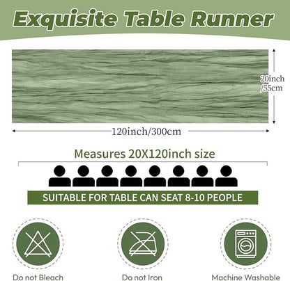 6 Pack Sage Green Cheesecloth Table Runner 20 x 120 Inch Gauze Table Runner - Image 2