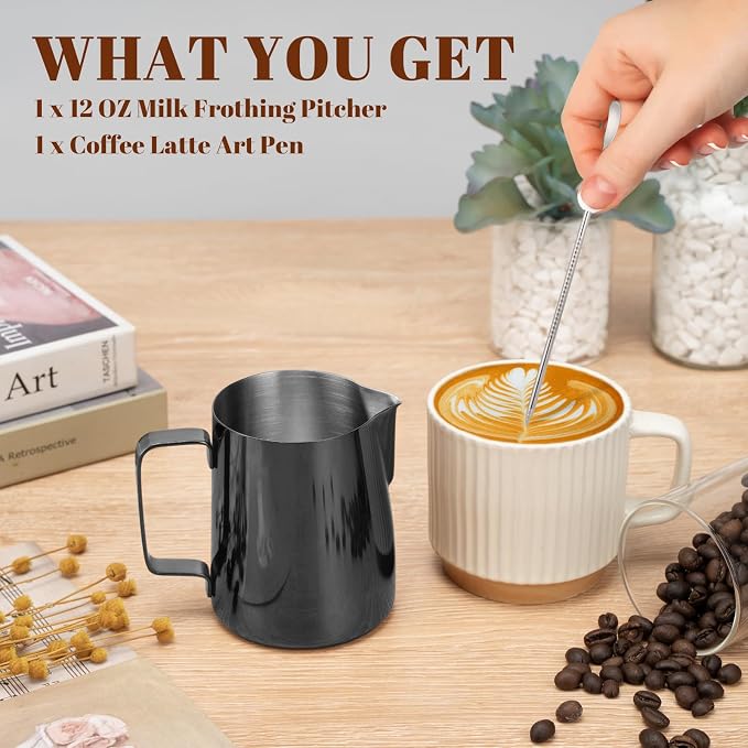Amrules Milk Frothing Pitcher, 12 oz Milk Frother Cup - Image 3