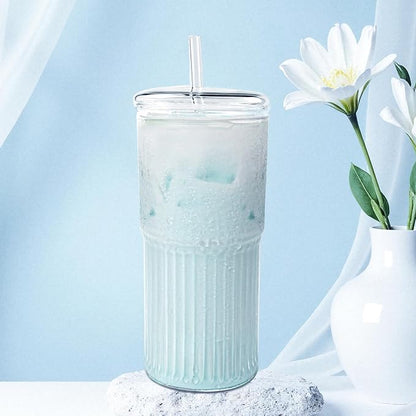 Luiaiog Glass Cups with Lids and Glass Straws, High Borosilicate 20OZ Tumblers - Image 7