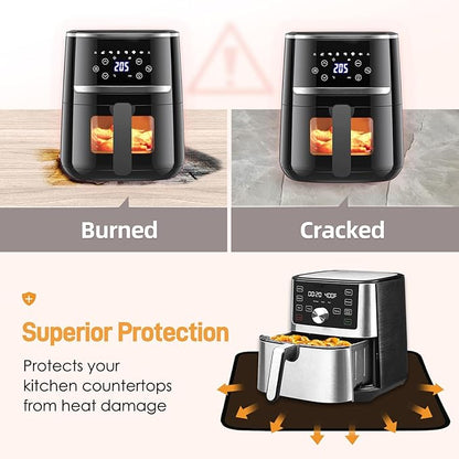 Heat Resistant Mats for Countertop - Fireproof 15x18 in Heat Resistant Mats for Air Fryer - Kitchen Countertop Protector for Air Fryer, Coffee Maker, Stand Mixer, Toaster, Oven 2PCS - Brown