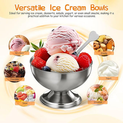 4 Pcs Stainless Steel Dessert Cup Dessert Cups Dessert Bowls Steel Desserts Gold Footed Metal Dessert Glasses Sauce Cups Pasta Salad Mug Ceramics Ice Cream Dish