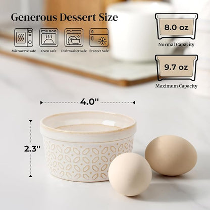 Dowan Ramekins 8 oz Oven Safe for Creme Brulee, Ceramic Small Baking Cups - Image 2