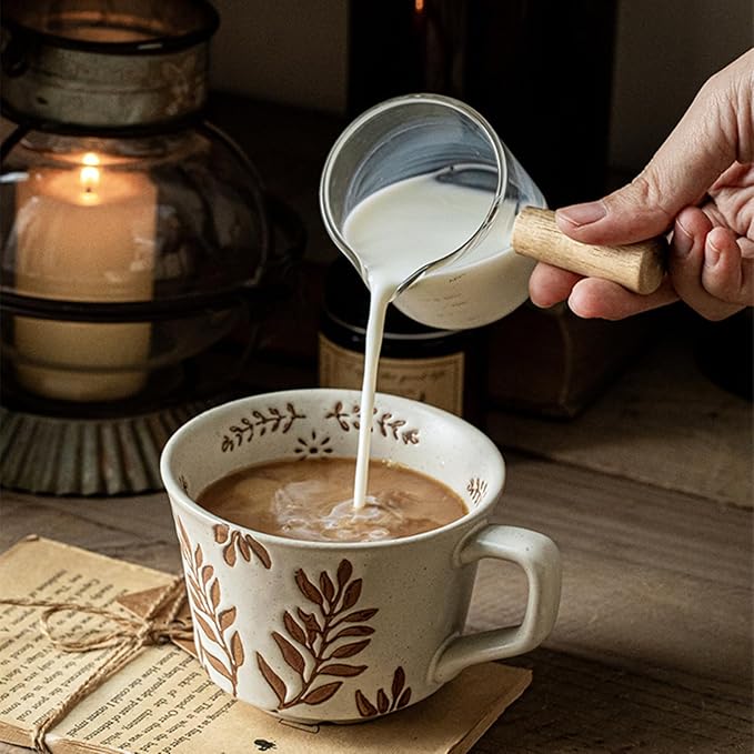 12oz Vintage Ceramic Coffee Mug Set of 2 - Image 4
