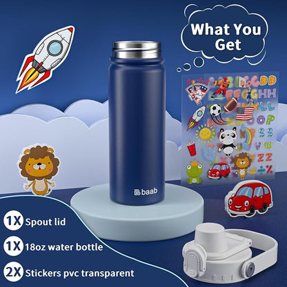 baab 18oz Kids Insulated Water Bottle 18/8 Stainless Steel Kids Cup 1 Pack | - Image 7