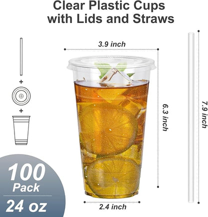Dealusy 100 Pack - 24 oz Clear Plastic Cups - Image 2