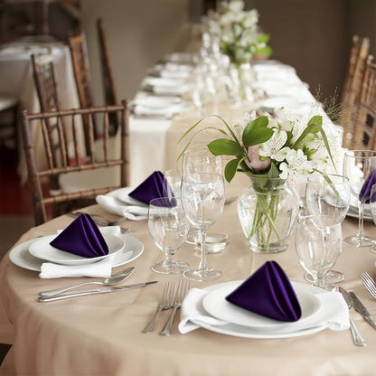 P Pothuiny 24 Pcs Purple Satin Napkins 17 x 17 Inch, Satin Cloth Napkins | - Image 7