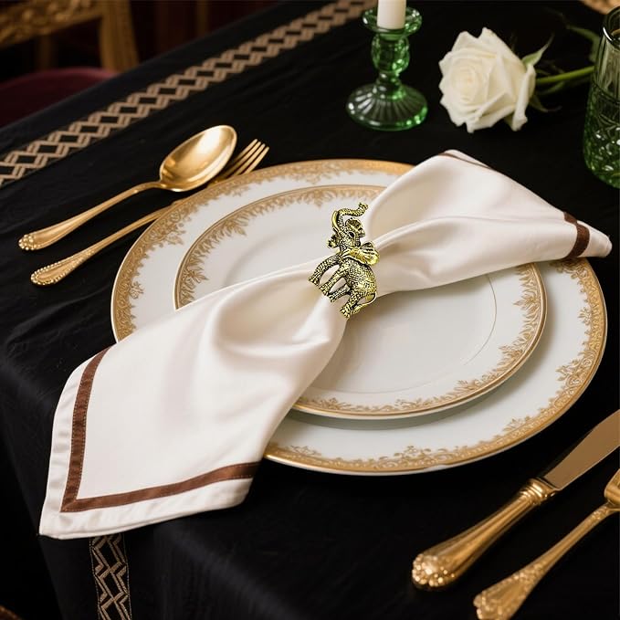 Elephant Napkin Rings Set of 12 Gold Tropical Animal Napkin Ring - Image 3