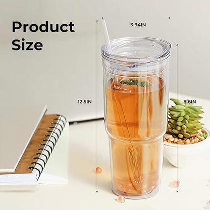 MEWAY 30oz/4 pcs Classic Insulated Tumblers, Double Wall Acrylic Tumbler - Image 4