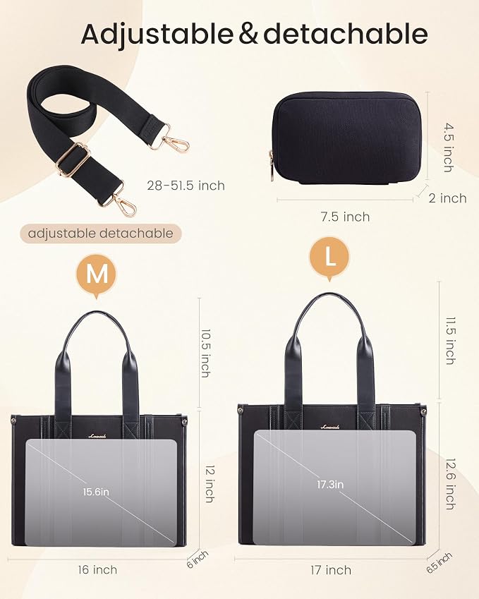 LOVEVOOK laptop bag for women 15.6 inch large Lightweight canvas work tote bags - Image 5