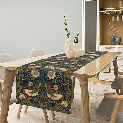 William Morris Strawberry Thief Floral Botanical Art Table Runner Vintage - Image 2
