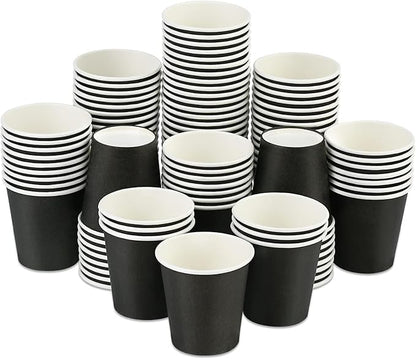 Wuadua 100 Pack 3 oz Black Disposable Paper Cups - Sturdy and Leak-Proof for Parties, Events, Office, Home Use Disposable Mouthwash Cups - Ideal for Hot/Cold Drinks, Smooth Rim Design, Eco-Friendly