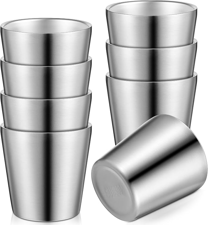 Mimorou 8 Pack Stainless Steel Insulated Cup 5.9 oz Metal Tumbler Double Wall by Mimorou