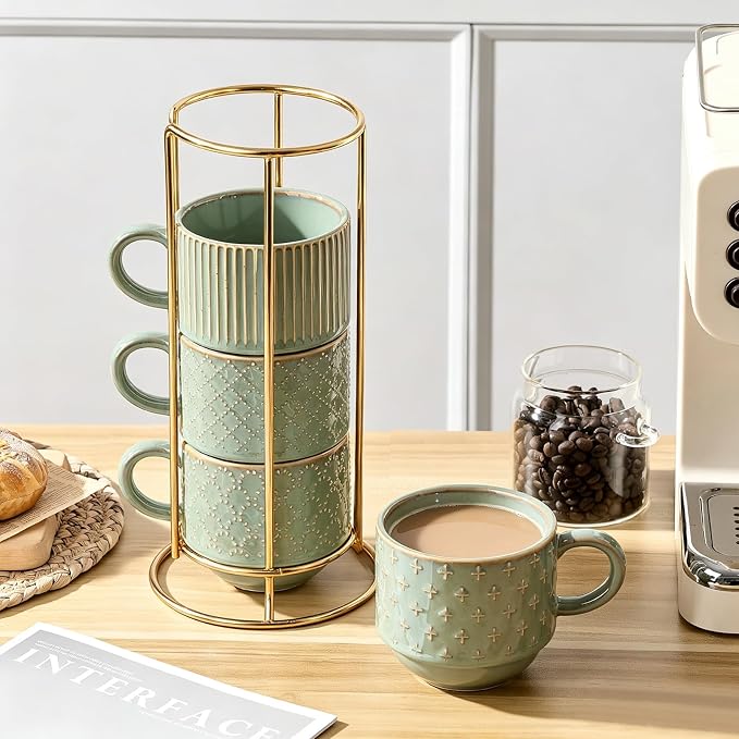 JIEMEI HOME Large Ceramic Coffee Mug Set of 4 - Image 7
