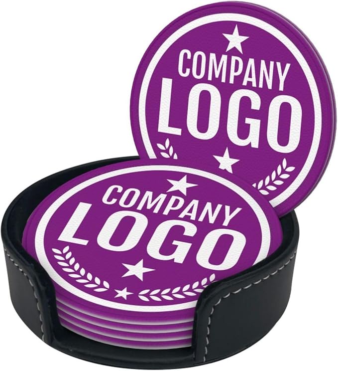 Custom Leather Coasters with Logo - Image 2