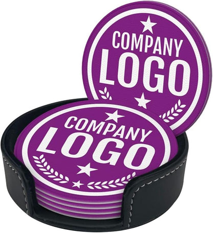 Custom Leather Coasters with Logo - Image 2