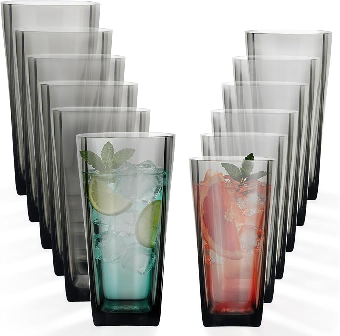 Top-spring 12+20 Oz Reusable Plastic Water Tumbler 12pcs Grey BPA Free | by Top-spring