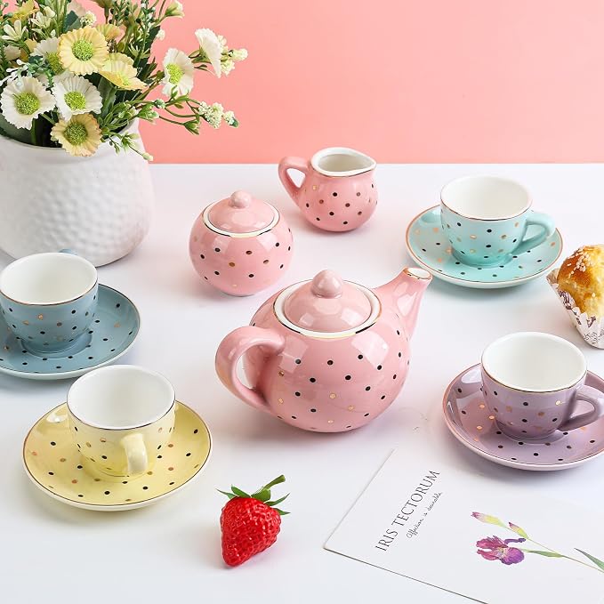 CHENP.HMC Tea Party Set for Little Girls, 13 Piece Sets Kids Tin Tea Party - Image 7
