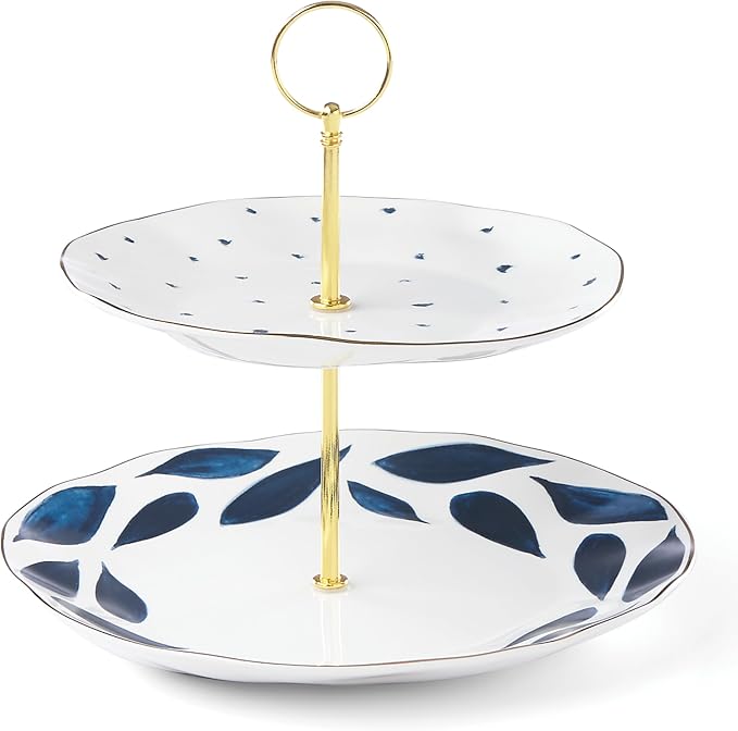Lenox Blue Bay 2-Tiered Server, 3.05 LB by Lenox
