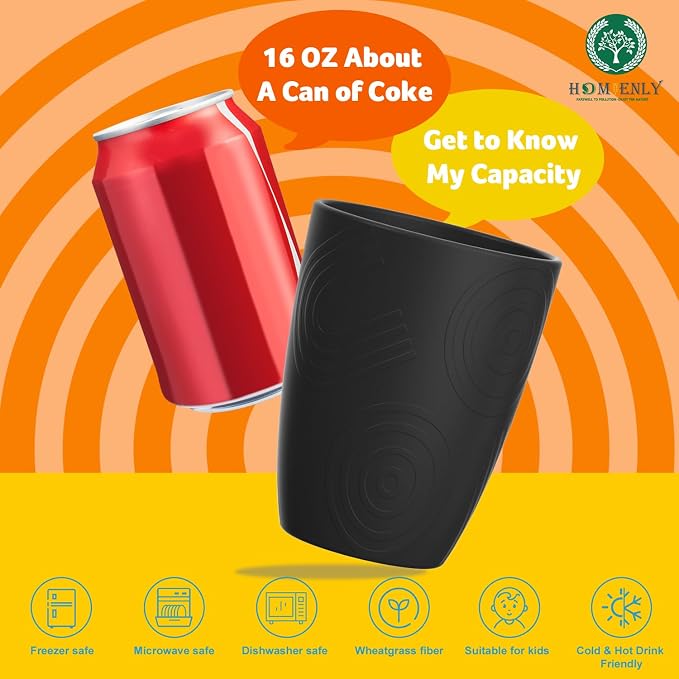 Homienly Drinking Cup Water Tumbler Wheat Straw Cup Set of 8 | Plastic Cups - Image 4