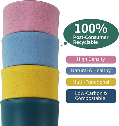 Wheat Straw Colored 6 Pack Kids Cups 12 OZ | Reusable Open Drinking Glasses BPA - Image 8