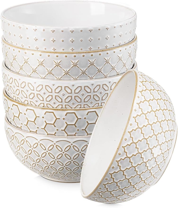 DOWAN Soup Bowls Set of 6, 26 OZ Cereal Bowls by DOWAN