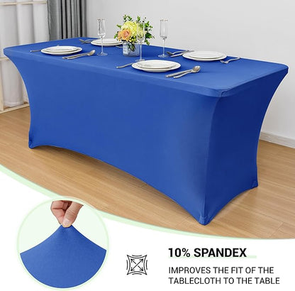 Obstal 6 Pack Stretch Spandex Table Covers for 6 Foot Tables - 6 FT Universal Rectangular Fitted Tablecloth Protector for Wedding, Banquet, Party (Royal Blue, 72 Length x 30 Width x 30 Height Inches)