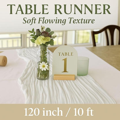 10FT Ivory White Cheesecloth Table Runner 120 Inch Rustic Boho Gauze Cheese - Image 2