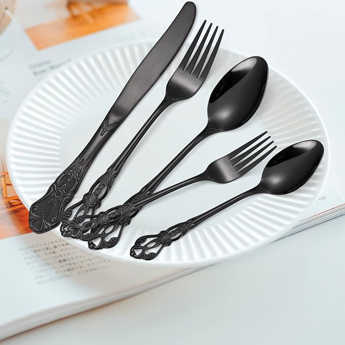 Black Silverware Royal Flatware Set - Image 2