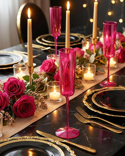 Ciaell 24 Pack Hot Pink Plastic Champagne Flutes - Image 6