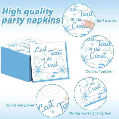 96Pcs Last Toast on the Coast Party Supplies Coastal Bachelorette Paper Plates - Image 4