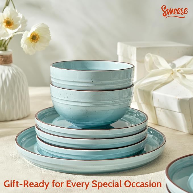 Sweese Plates and Bowls Sets, Porcelain Dinnerware Sets - Image 6