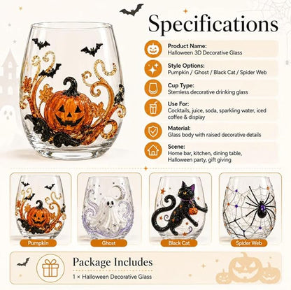 3D Halloween Artisan Glassware Collection Halloween Glass Cups | Drinking Glass - Image 7