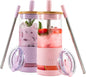 Pandaloo® Glass Cups With Lids and Straws -20 Fl Oz- Perfect Size Iced Coffee by Pandaloo