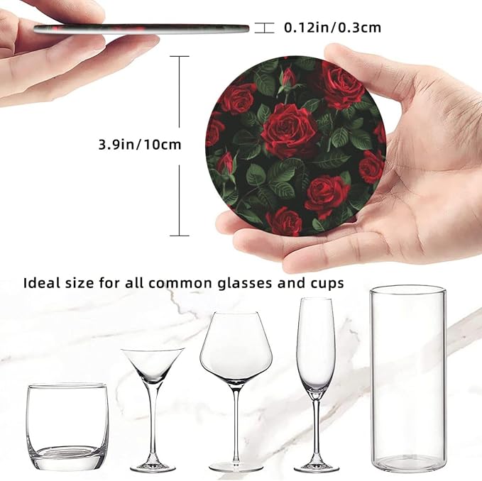 Vintage Romantic Red Roses Coasters - Image 3