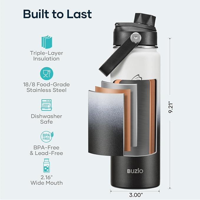 BUZIO 24 oz Insulated Stainless Steel Water Bottle - Image 4