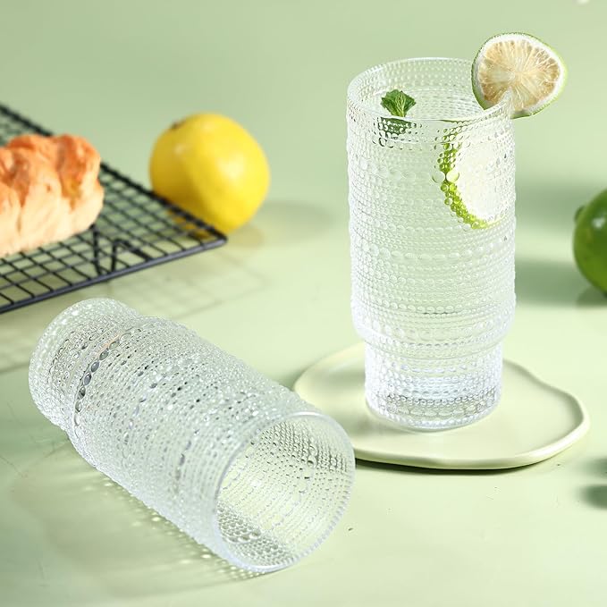 Large Capacity 16 oz Hobnail Drinking Glasses Set of 6, Vintage Glassware - Image 5