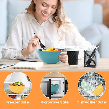 12 PCS Unbreakable Cereal Bowls Set, 26 Oz Wheat Straw Bowl Sets, Microwave & - Image 6