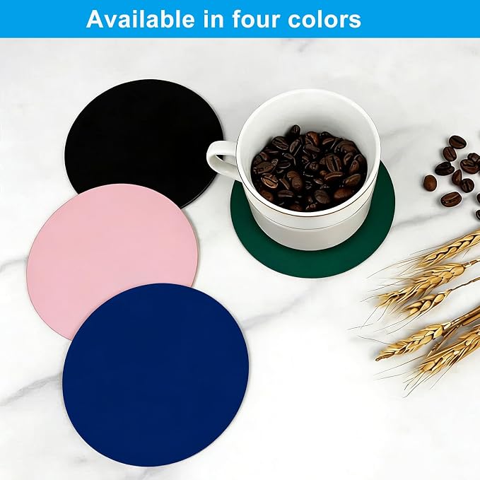 Set of 6 Leather Coasters, Dual-Sided Non-Slip & Waterproof, - Image 4