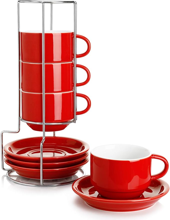 Sweese 8 Ounce Porcelain Stackable Cappuccino Cups by Sweese